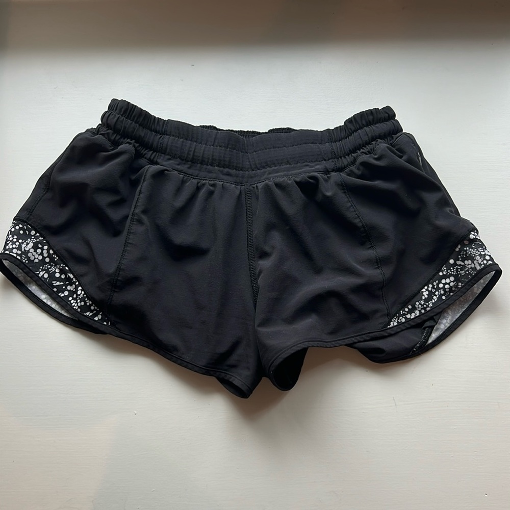 Black and White LULULEMON running shorts